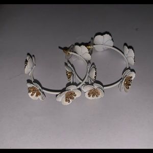 Torrid White Floral Hoop Earrings